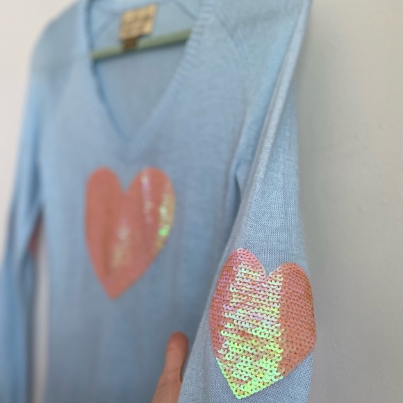 Like new Wildfox white label lightweight sequin heart pullover xs - Picture 4 of 9